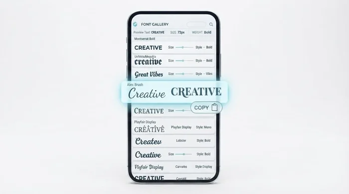How it works Step 2: copy any Copy & Paste Fonts style by clicking a row